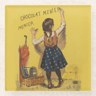 Vintage Chocolat Menier Frans Poster Bouisset Kuns Glazen Onderzetter