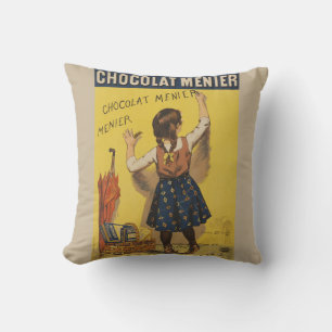 Vintage Chocolat Menier Frans Poster Bouisset Kuns Kussen