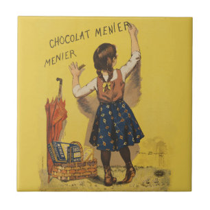 Vintage Chocolat Menier Frans Poster Bouisset Kuns Tegeltje