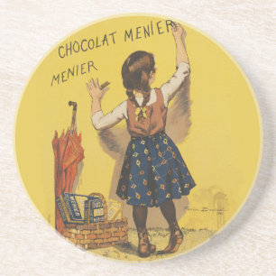 Vintage Chocolat Menier Frans Poster Bouisset Kuns Zandsteen Onderzetter
