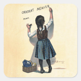 Vintage Chocolat Menier Franse Poster Bouisset Kun Vierkante Sticker