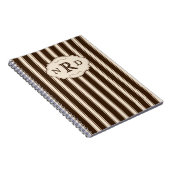 Vintage Chocolate and Cream Stripes Monogram Notitieboek (Rechterzijde)