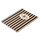 Vintage Chocolate and Cream Stripes Monogram Notitieboek (Linkerzijde)
