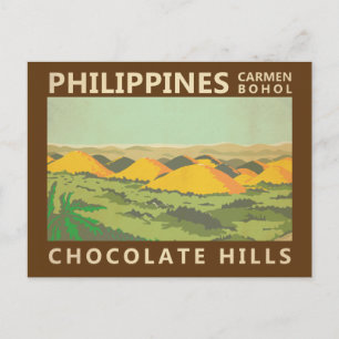 Vintage Chocolate Hills Filipijnen Briefkaart