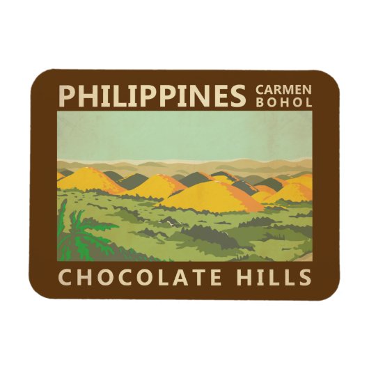 Vintage Chocolate Hills Filipijnen Magneet (Horizontaal)