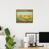 Vintage Chocolate Hills Filipijnen Poster (Thuiskantoor)