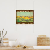 Vintage Chocolate Hills Filipijnen Poster (Keuken)
