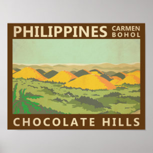 Vintage Chocolate Hills Filipijnen Poster