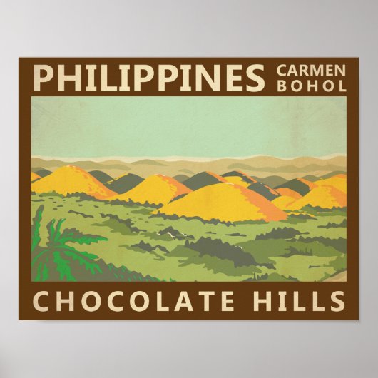 Vintage Chocolate Hills Filipijnen Poster (Voorkant)