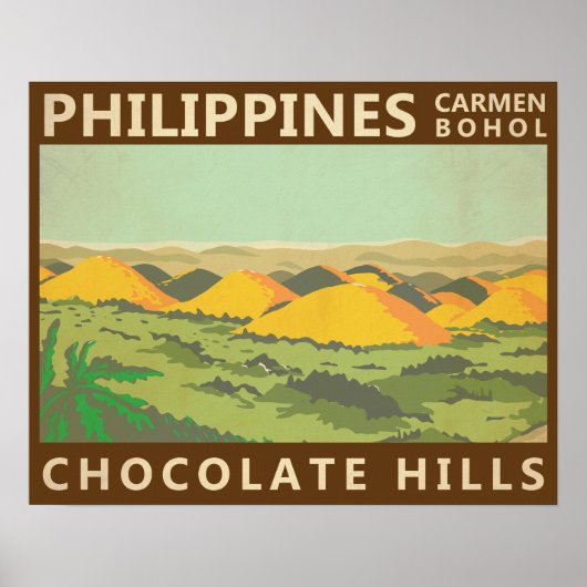 Vintage Chocolate Hills Filipijnen Poster (Voorkant)