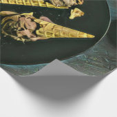 Vintage chocolate ice cream cones cadeaupapier (Hoek)