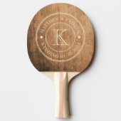 Vintage Chopping Block Wedding Monogram Tafeltennisbatje (Achterkant)