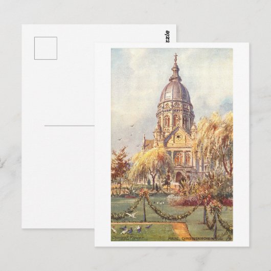 Vintage Christ Church Mainz Germany Briefkaart (Voorkant / Achterkant)