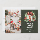 Vintage Christmas 3 Photos Family Celebration Feestdagenkaart (Voorkant)