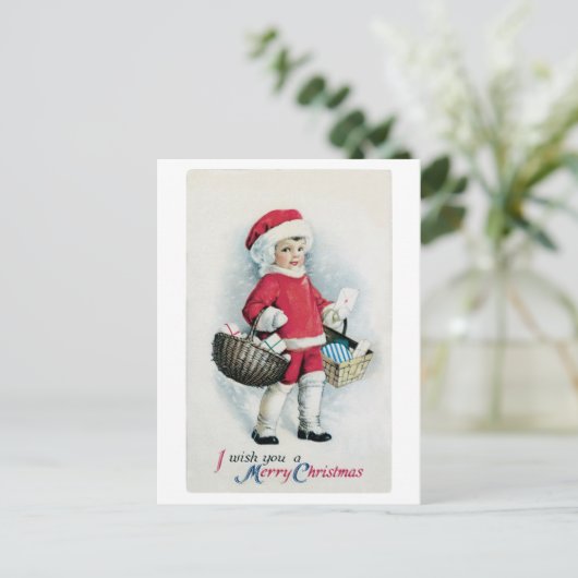 Vintage Christmas Afbeelding Briefkaart (Staand voorkant)
