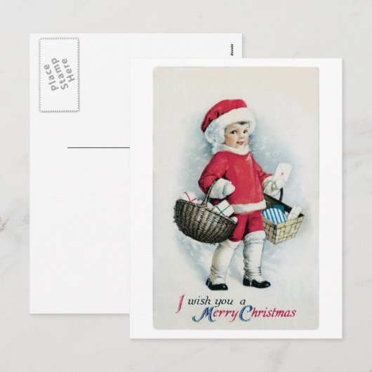 Vintage Christmas Afbeelding Briefkaart (Voorkant / Achterkant)
