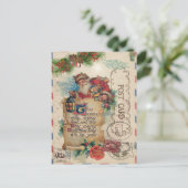 Vintage Christmas Airmail Briefkaart Santa Claus (Staand voorkant)