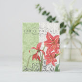 Vintage Christmas-Amaryllis briefkaart (Staand voorkant)
