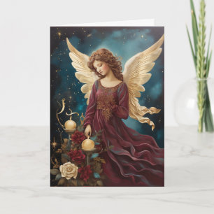 Vintage Christmas Angel Art Custom Bericht Kaart