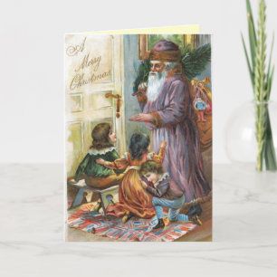 Vintage Christmas Angel Card Feestdagen Kaart