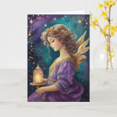 Vintage Christmas Angel Custom Bericht Kaart (Gele Bloem)