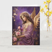 Vintage Christmas Angel Floral Aangepast Bericht Kaart (Gele Bloem)