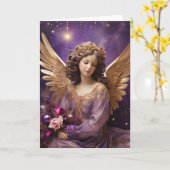 Vintage Christmas Angel Floral Custom Kaart (Gele Bloem)