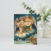 Vintage Christmas Angel Geboorte Feestdagenkaart (Staand voorkant)