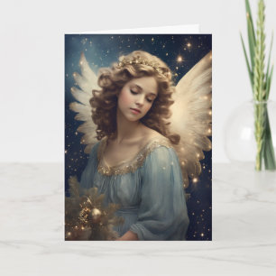 Vintage Christmas Angel Girl Custom Bericht Kaart