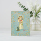 Vintage Christmas Angel Joy! Feestdagenkaart (Staand voorkant)