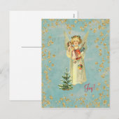 Vintage Christmas Angel Joy! Feestdagenkaart (Voorkant / Achterkant)