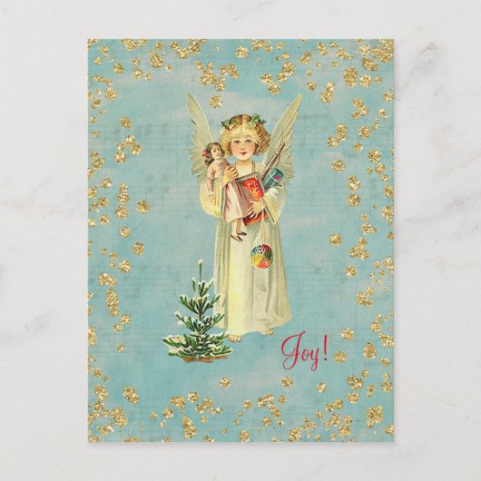 Vintage Christmas Angel Joy! Feestdagenkaart (Voorkant)