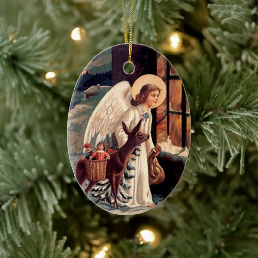 Vintage Christmas Angel Ovaal Ornament (Boom)
