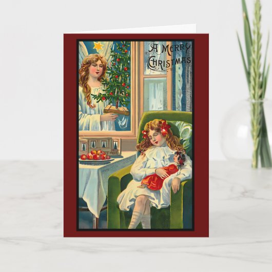Vintage Christmas Angel Retro Aangepaste tekst Kaart (Voorkant)