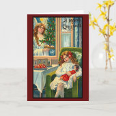 Vintage Christmas Angel Retro Aangepaste tekst Kaart (Gele Bloem)