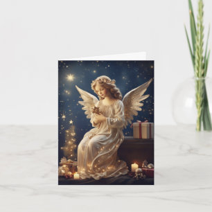Vintage Christmas Angel Retro Art Custom Bericht Kaart