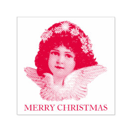 VINTAGE CHRISTMAS ANGEL RUBBER STAMP  ZELFINKTENDE STEMPEL