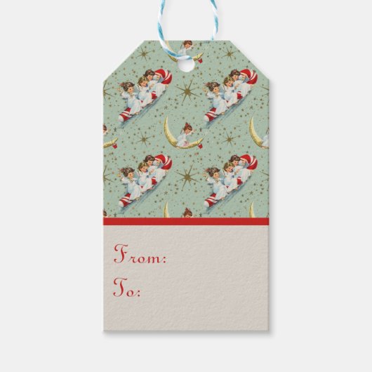 Vintage Christmas Angels  Cadeaulabel (Voorkant)