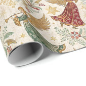 Vintage Christmas Angels Cadeaupapier (Rol Hoek)