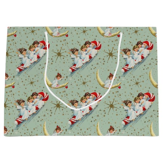 Vintage Christmas Angels Groot Cadeauzakje (Voorkant)