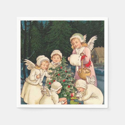 Vintage Christmas Angels papieren servetten (Voorkant)