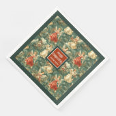 Vintage Christmas Angels Pastel Green Deep Red Servet (Hoek)