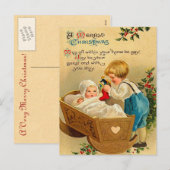 Vintage Christmas Baby Briefkaart (Voorkant / Achterkant)