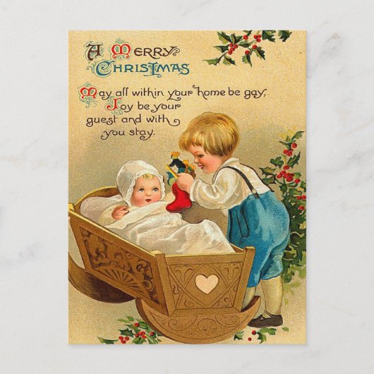 Vintage Christmas Baby Briefkaart (Voorkant)