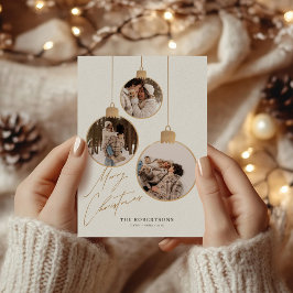 Vintage Christmas Baubles Collage Foto Feestdagenkaart