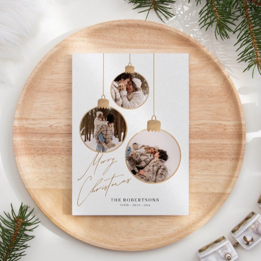 Vintage Christmas Baubles Collage Foto Feestdagenkaart