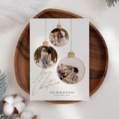 Vintage Christmas Baubles Collage Foto Feestdagenkaart