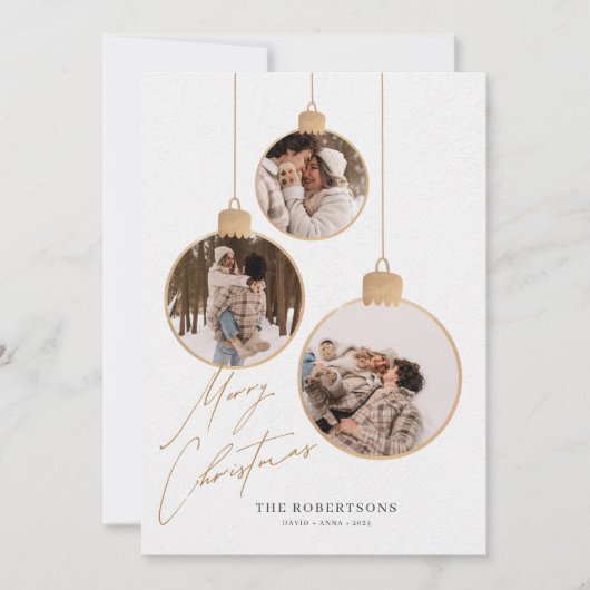 Vintage Christmas Baubles Collage Foto Feestdagenkaart (Voorkant)