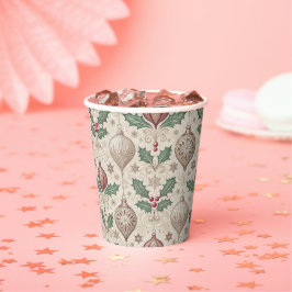 Vintage Christmas Beige Bauble Papieren Bekers
