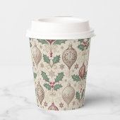 Vintage Christmas Beige Bauble Papieren Bekers (Achterkant)